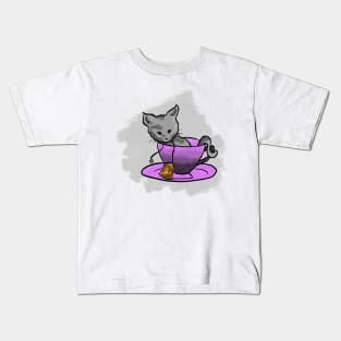 Kitten in Teacup Kids T-Shirt